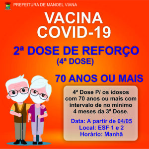 Covid-19: Saúde inicia aplicação da 4ª Dose em idosos de 70+