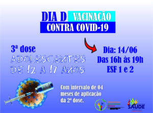 Covid-19: 3ª Dose para adolescente de 12 a 17 anos