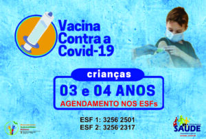Saúde dá início a vacinação Covid-19 de crianças de 3 e 4 anos