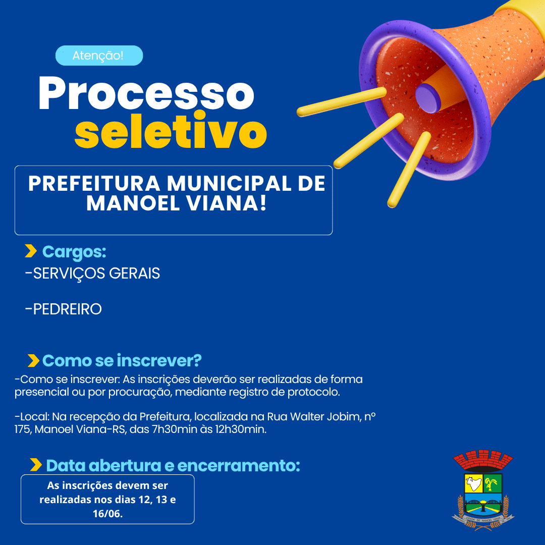 Estão abertas as inscrições para o Processo Seletivo da Prefeitura!
