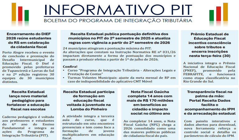 Divulgação INFORMATIVO PIT Nº 35 – JUNHO/2026